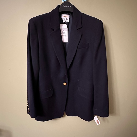 Talbots Jackets & Blazers - Vintage Talbots Navy Wool Blazer Sz 8 Gold Button Single Breasted Nautical USA
